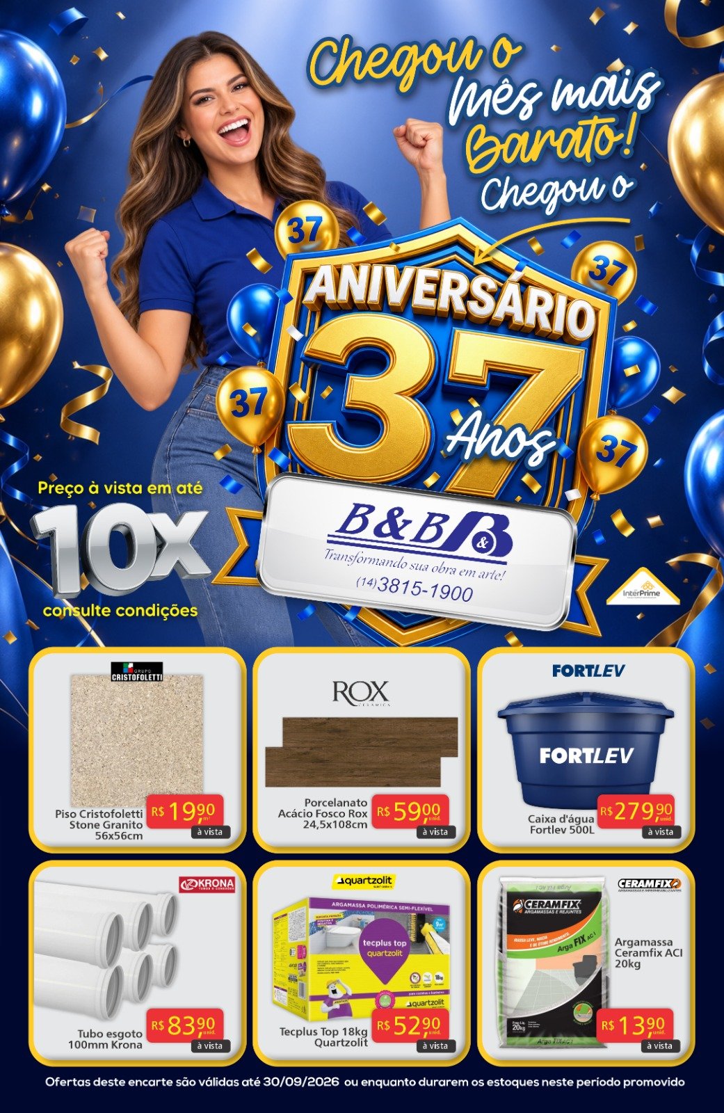 Ofertas de aniversário de 37 anos da Comercial B&B